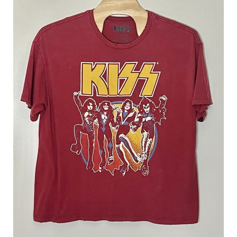 Kiss Greatest Hits T-Shirt Men's XL Red Graphic Tee Rock Music Metal Nostalgia
